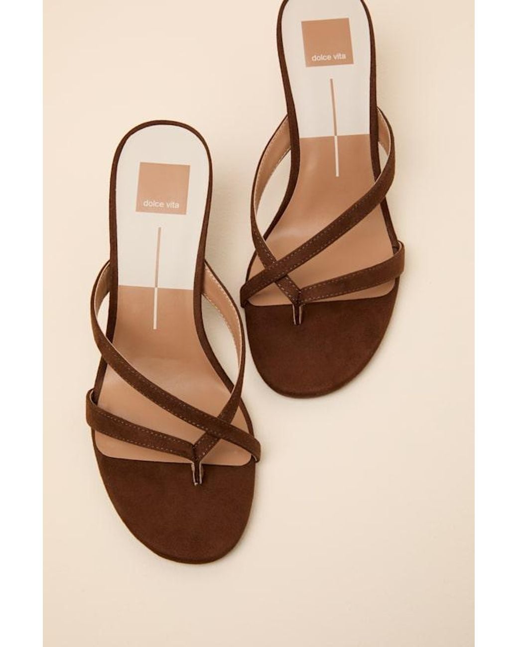 Dolce Vita Natural Devona Suede Strappy Kitten Heels