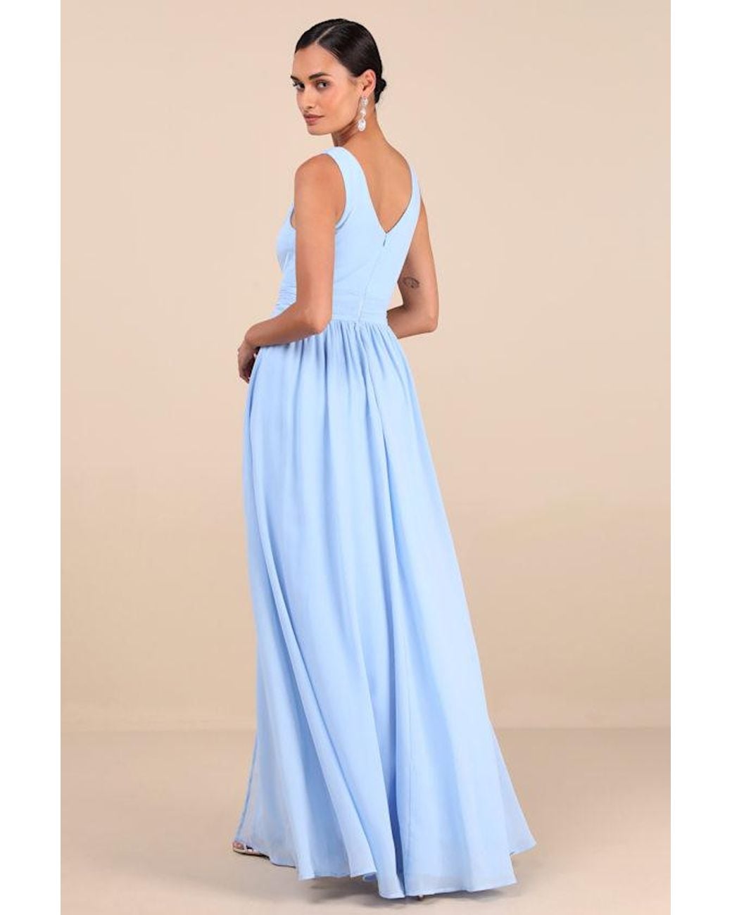 Lulus Blue Thoughts Of Hue Surplice Maxi Dress