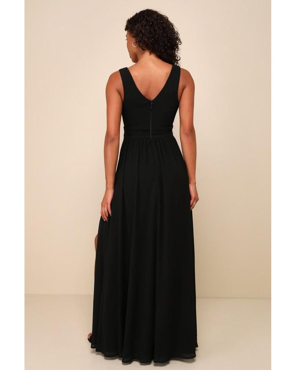 Lulus Black Thoughts Of Hue Surplice Maxi Dress