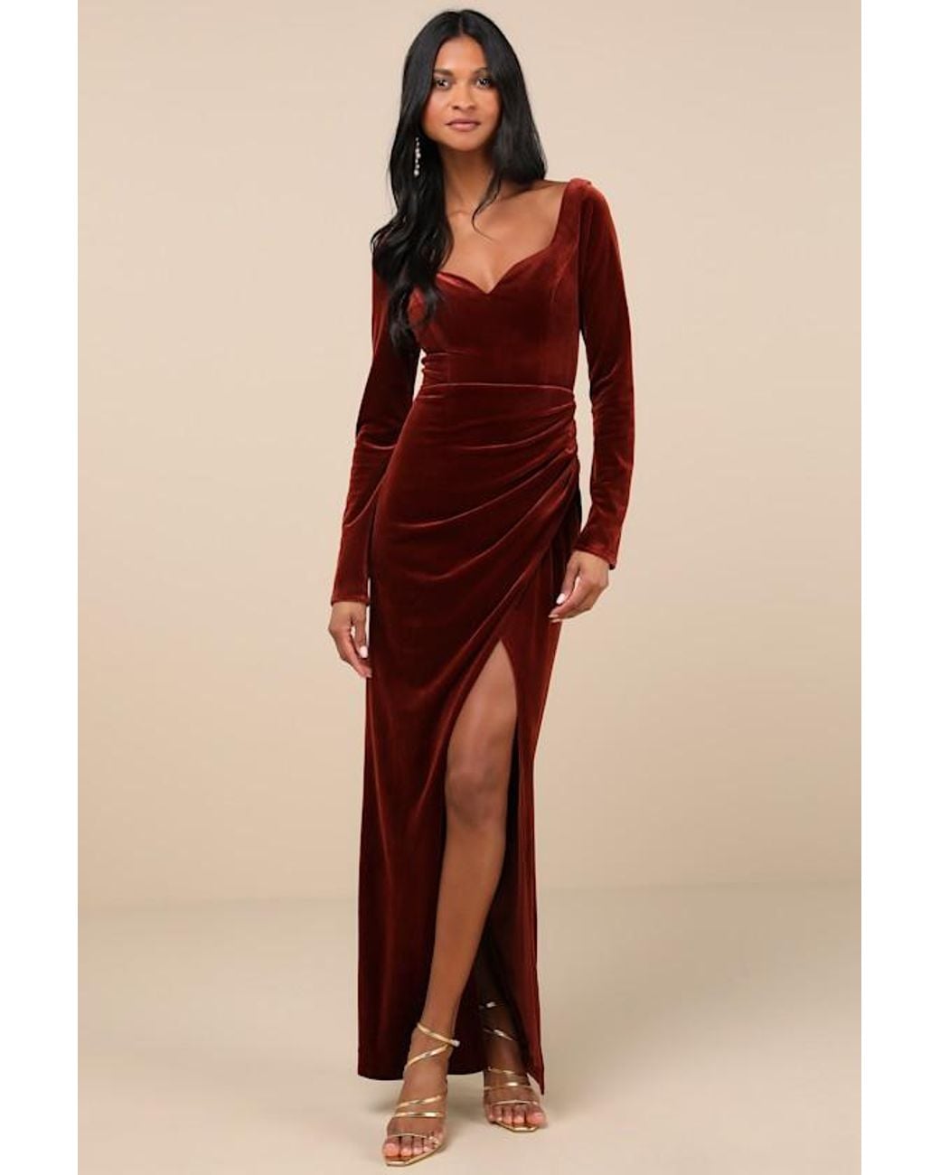 Lulus Forever Sensational Velvet Long Sleeve Maxi Dress | Lyst