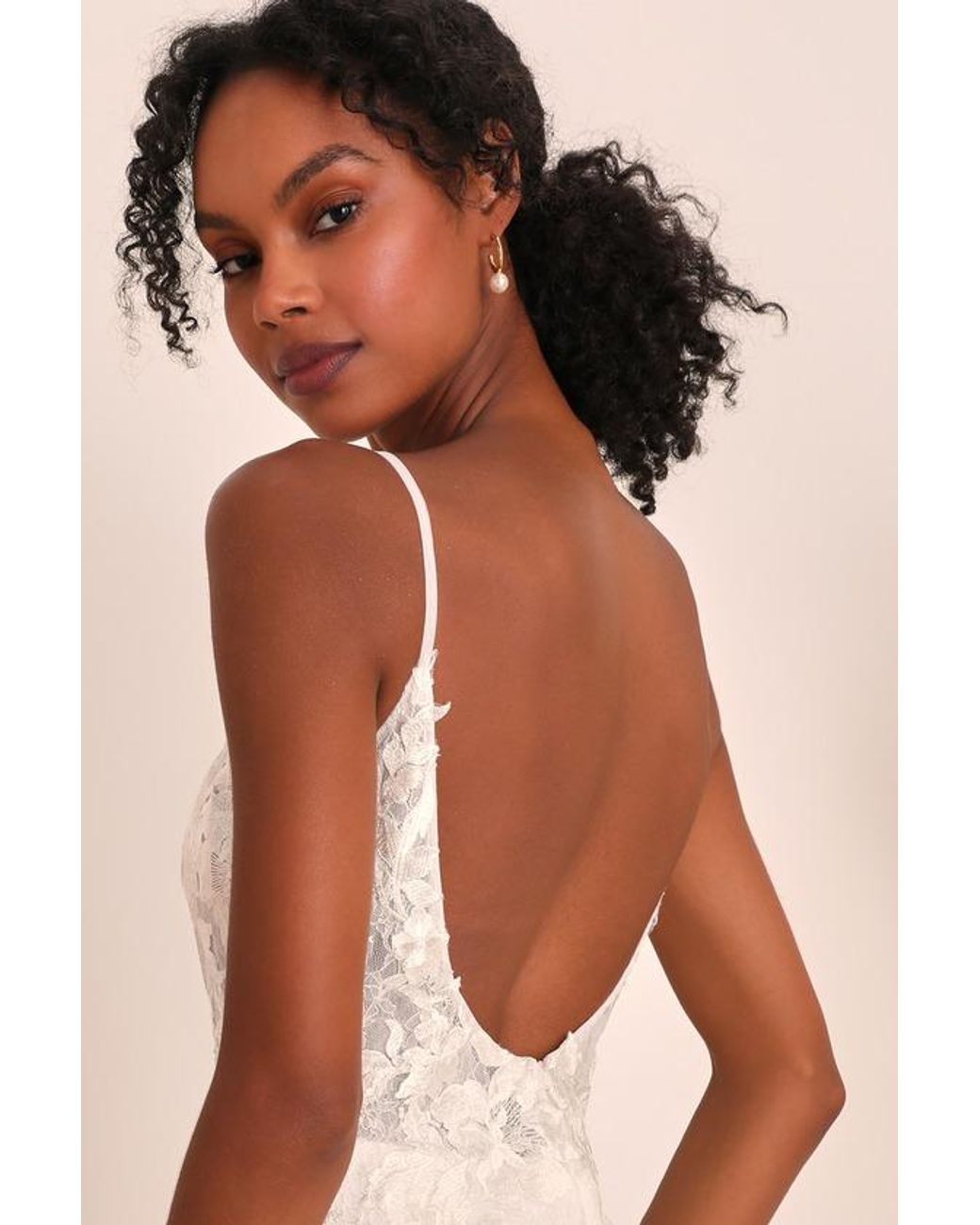 Lulus Everlasting Affection Lace Backless Mermaid Maxi Dress in Natural Lyst UK