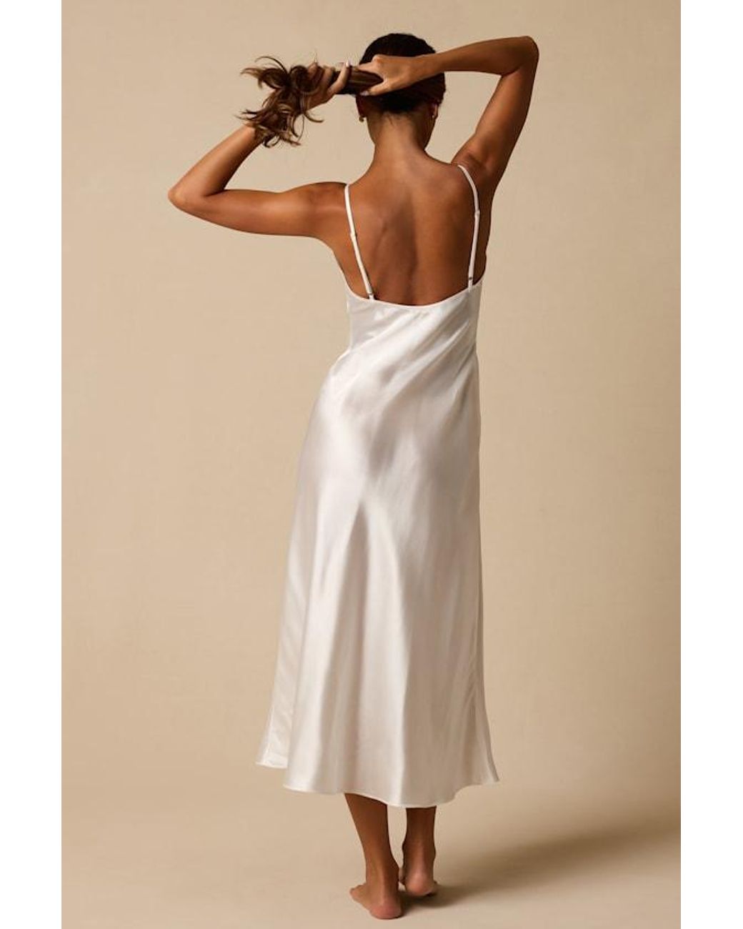 Lulus Natural Novalee Satin Lace Lingerie Slip