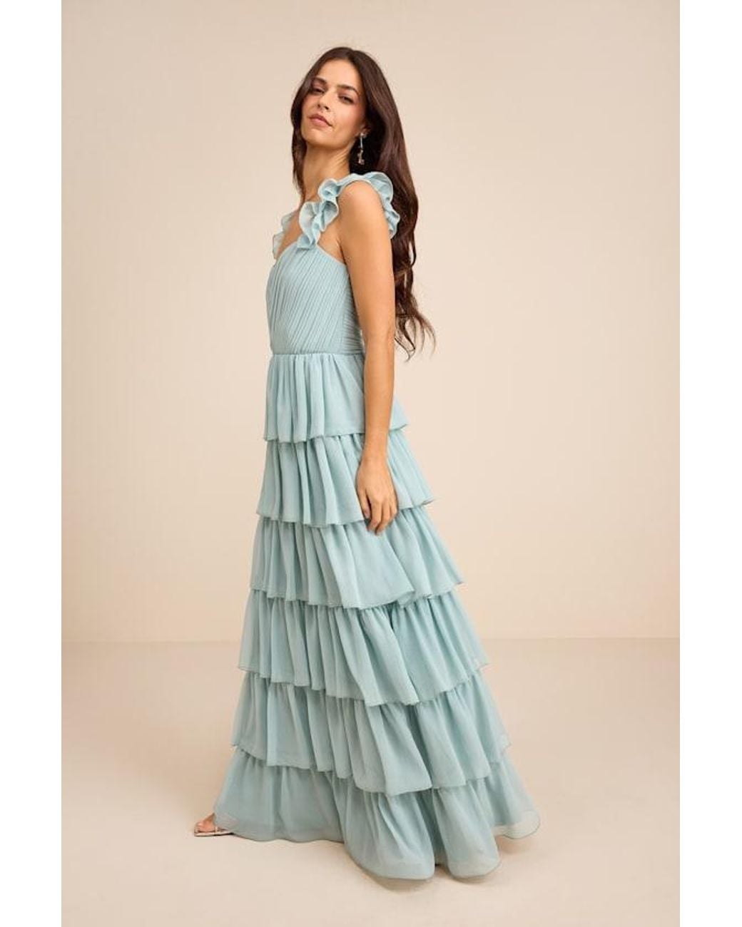 Lulus Blue Alba Ruffled Tiered Maxi Dress