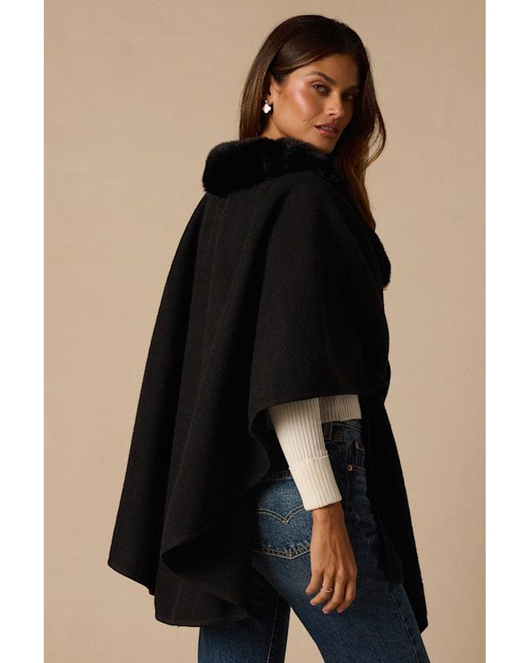 Lulus Black Indulgence Faux Fur Wrap Scarf