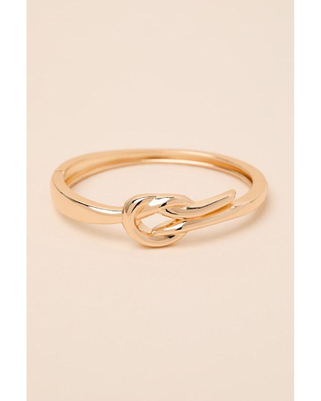 Lulus Natural Clover Knotted Hinged Bangle Bracelet