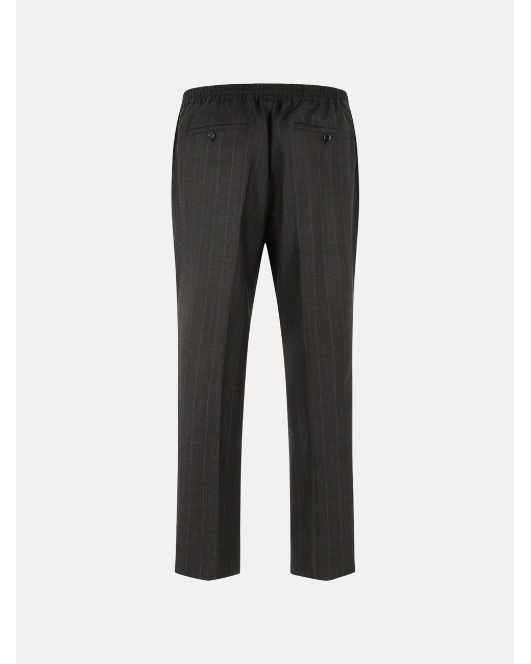 AMI Black Striped Wool Trousers for men