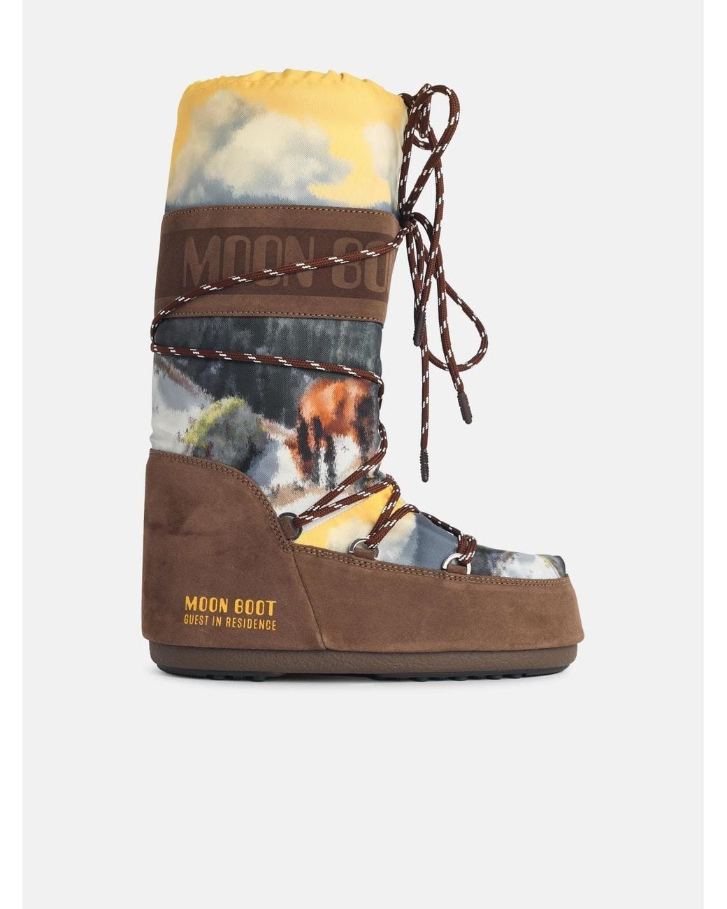 Moonboot White 'Icon Postcard' Nylon And Suede Boots