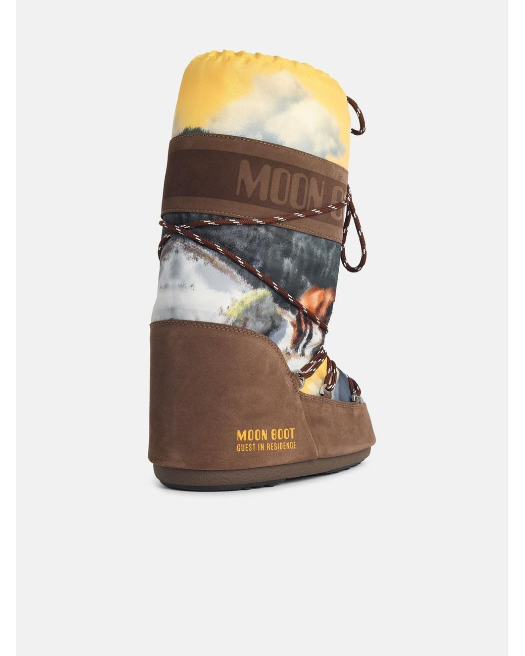 Moonboot White 'Icon Postcard' Nylon And Suede Boots