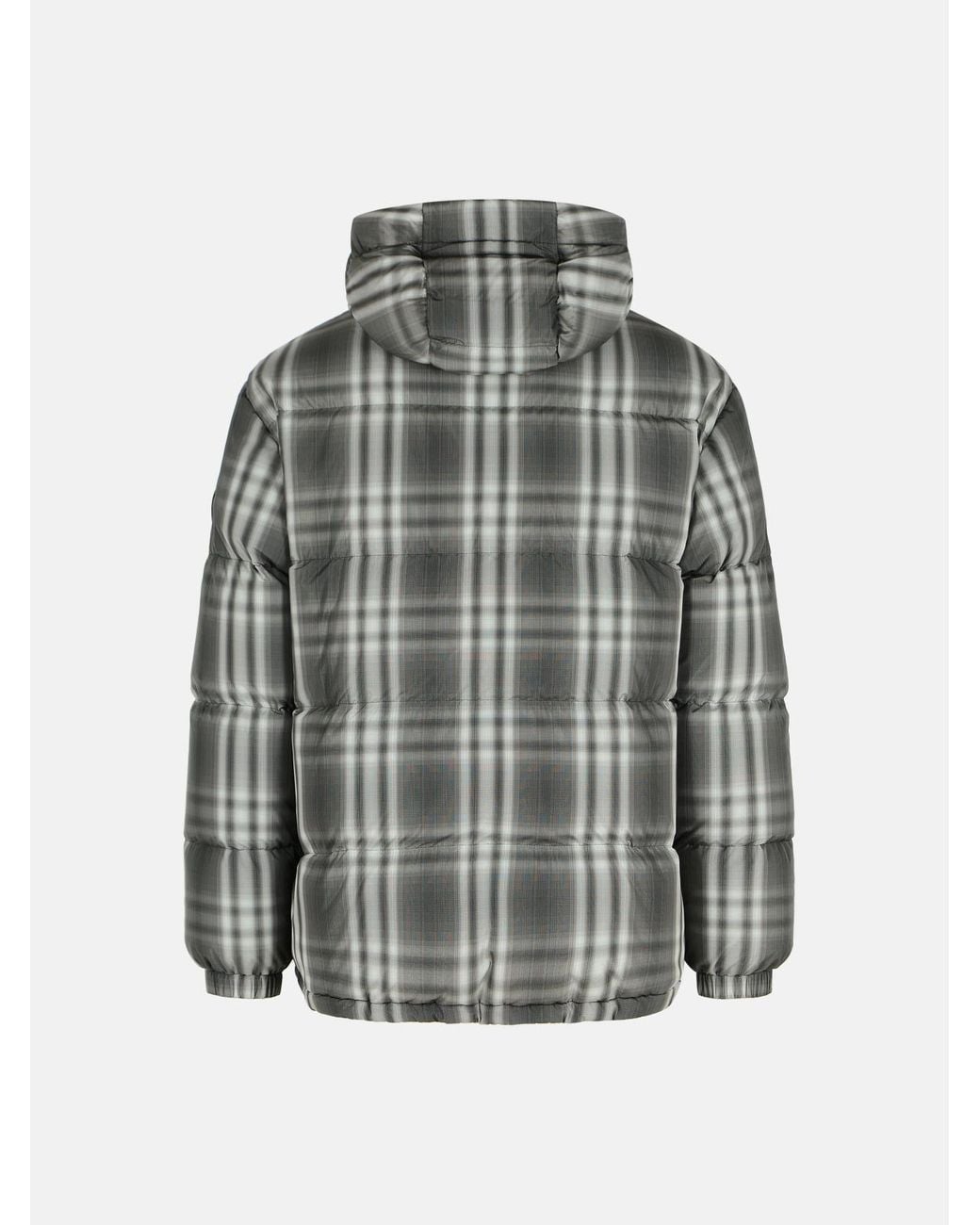 Burberry Gray Gradient 'Check' Hooded Polyester Down Jacket for men