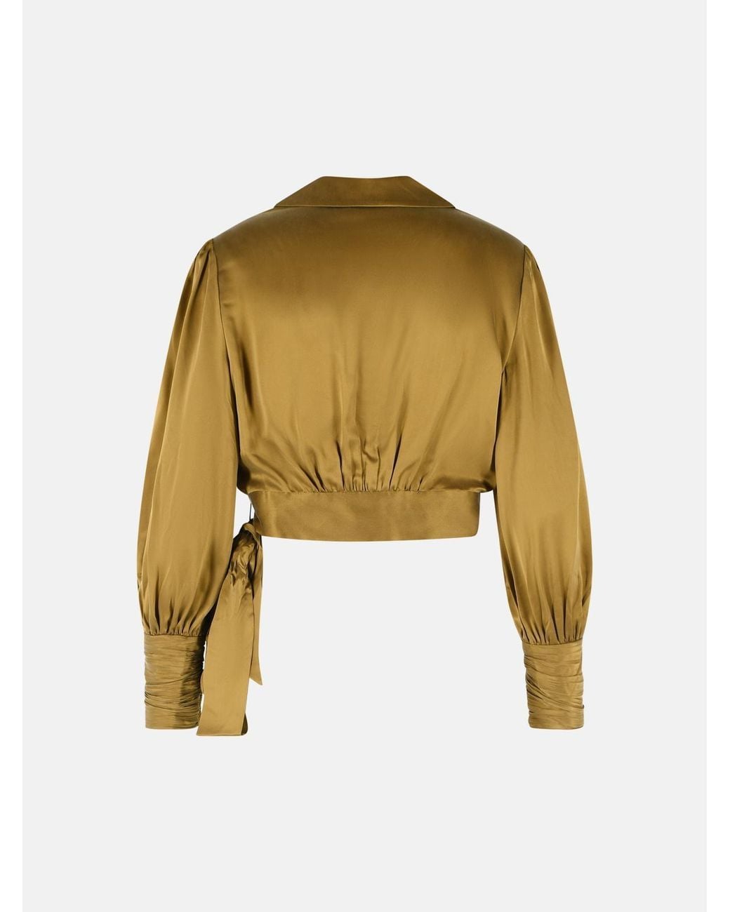 Zimmermann Yellow 'Crop Wrap' Silk Blouse