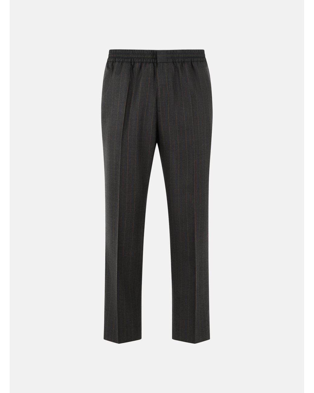 AMI Black Striped Wool Trousers for men