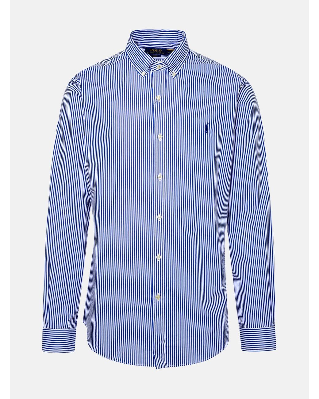 Polo Ralph Lauren Blue Striped Cotton Blend Shirt for Men