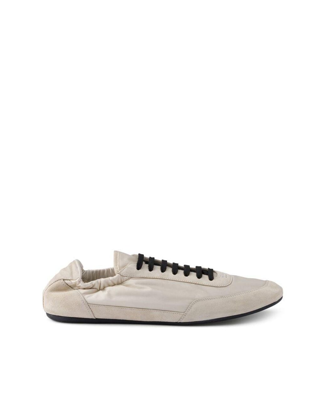 Prada White Collapse Re-Nylon And Suede Elasticized Sneakers for men
