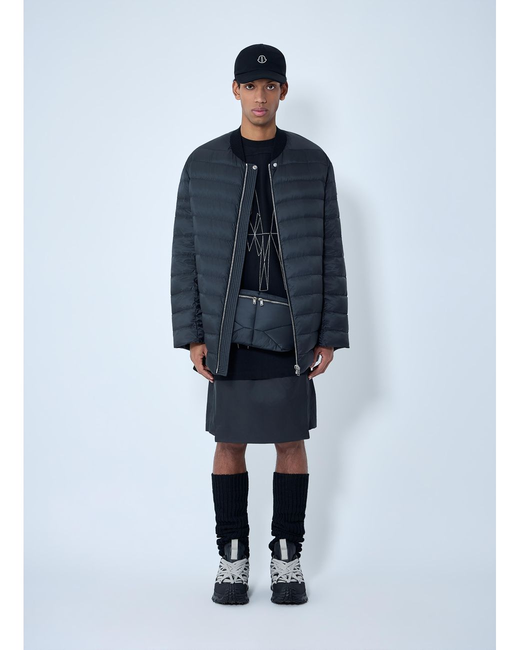 Moncler Blue Rick Owens Flight Parka Bomber Jacket