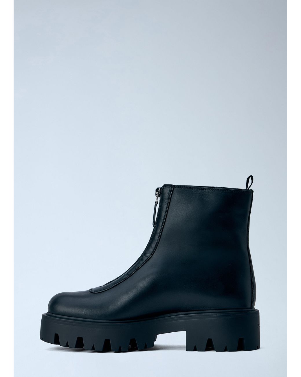 Prada Blue Leather Zipper Booties