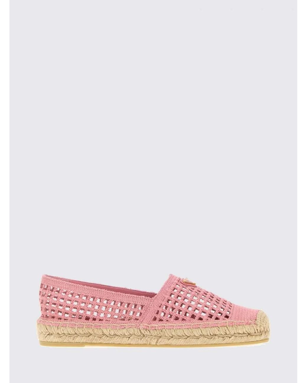 Prada Pink Crochet Cotton Espadrilles