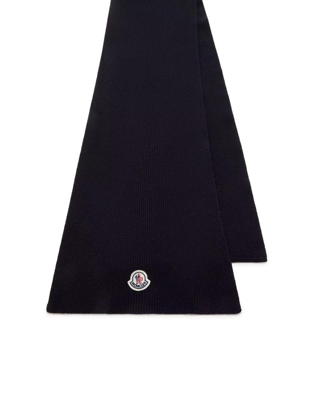 Moncler Blue Wool Scarf With Logo for men