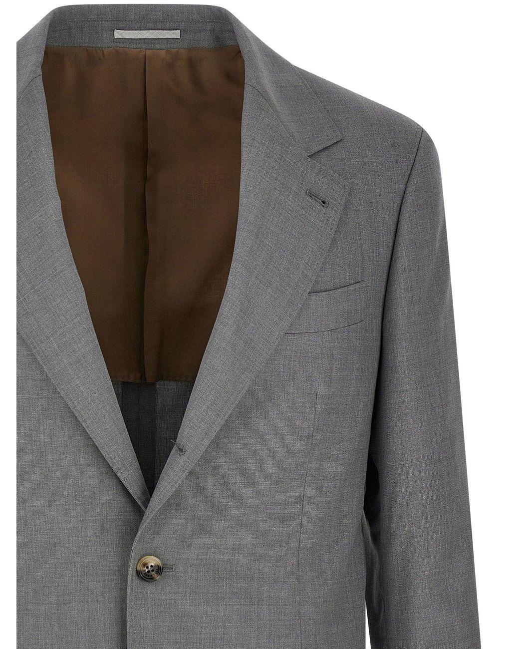 Brunello Cucinelli Gray Hopsack Blazer for men