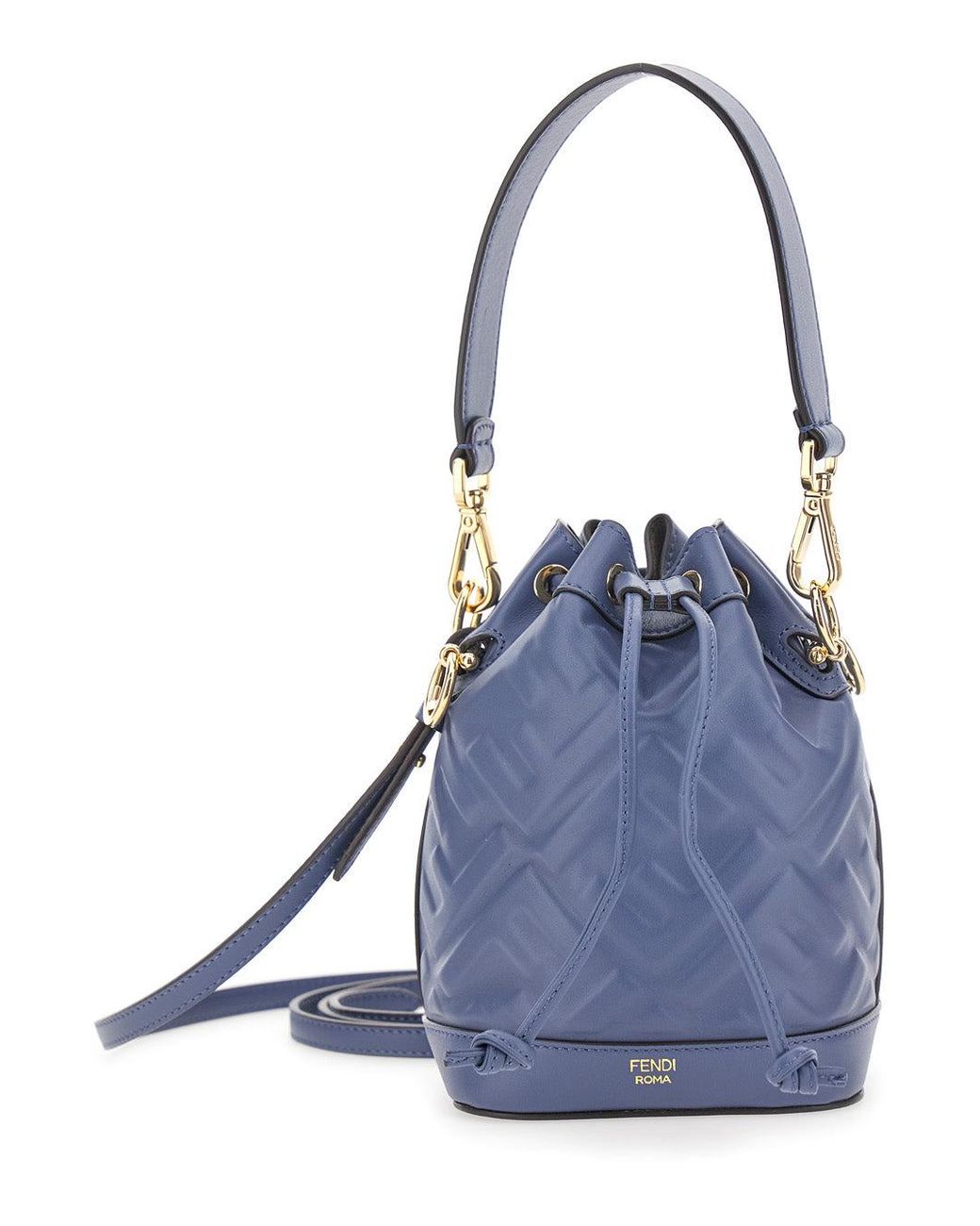 Fendi Blue 'Mon Tresor' Mini Handbag With Adjustable And Removable Shoulder Strap And All-Over Embossed Ff Motif