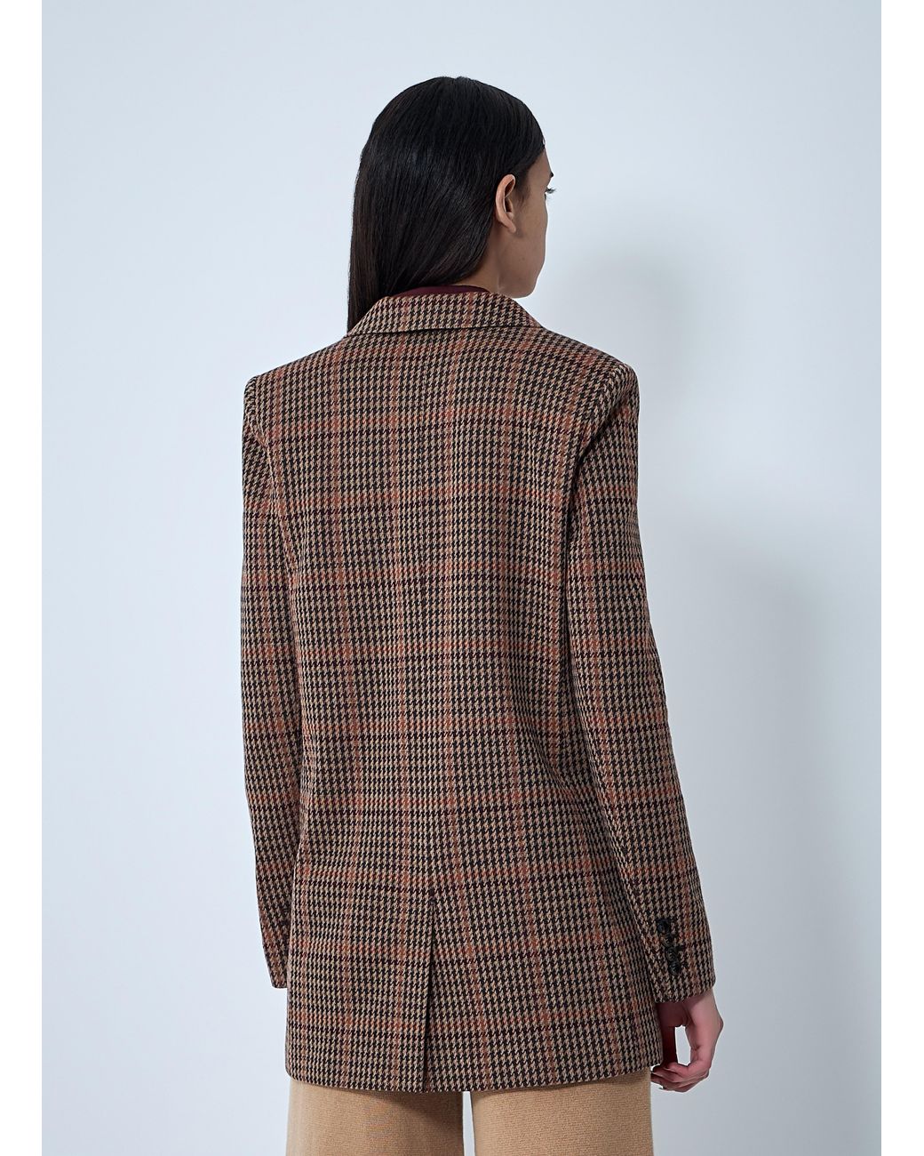 Max Mara Brown Check Double-Breasted Blazer