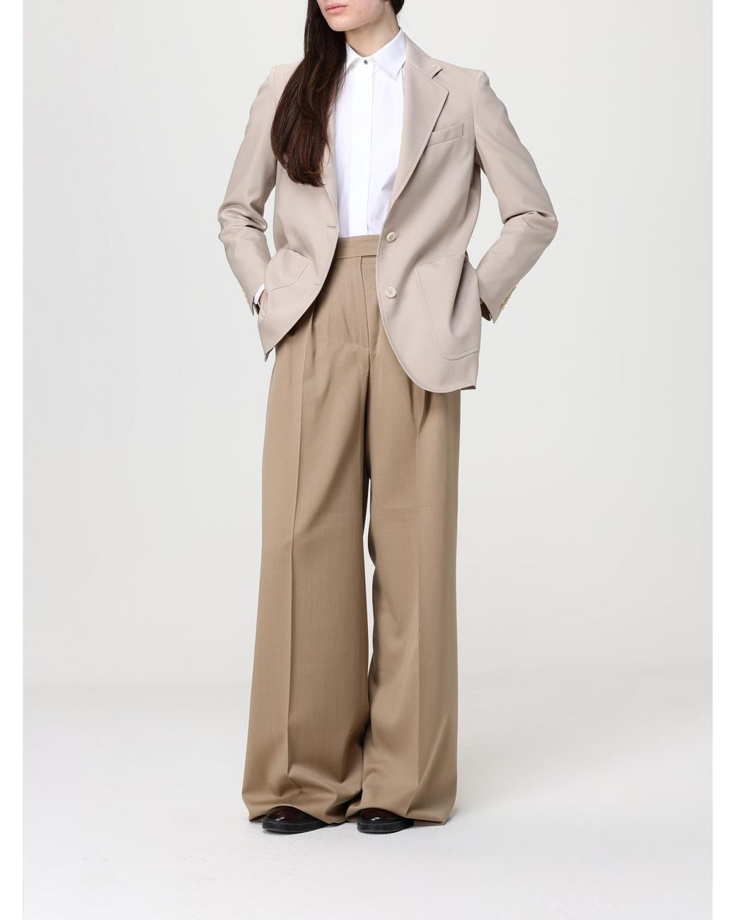 Max Mara Natural Single Breasted Wool And Silk Blazer