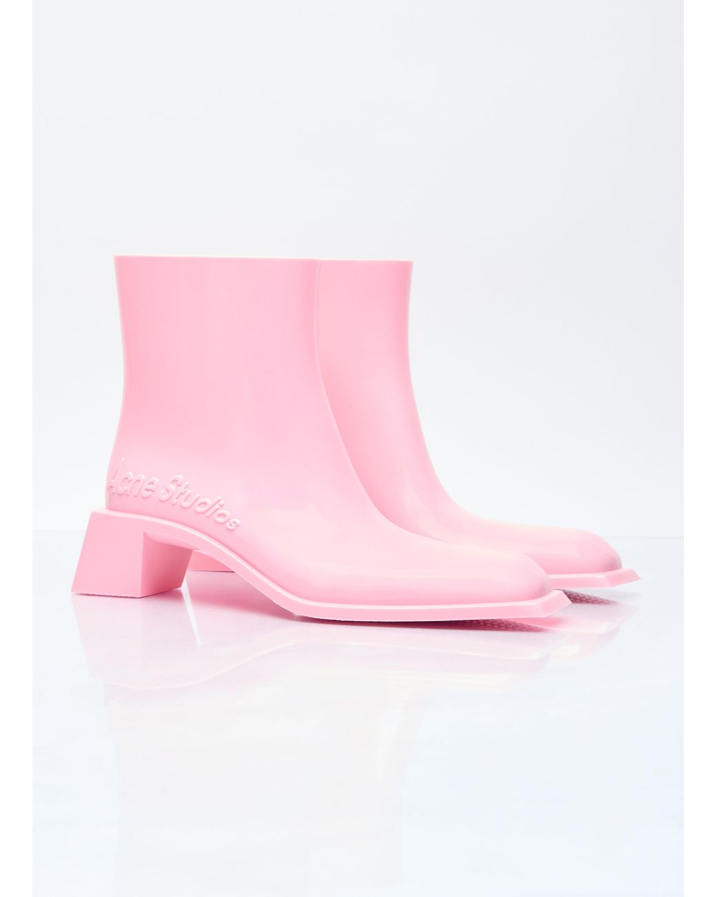 Acne Pink Rubber Ankle Boots