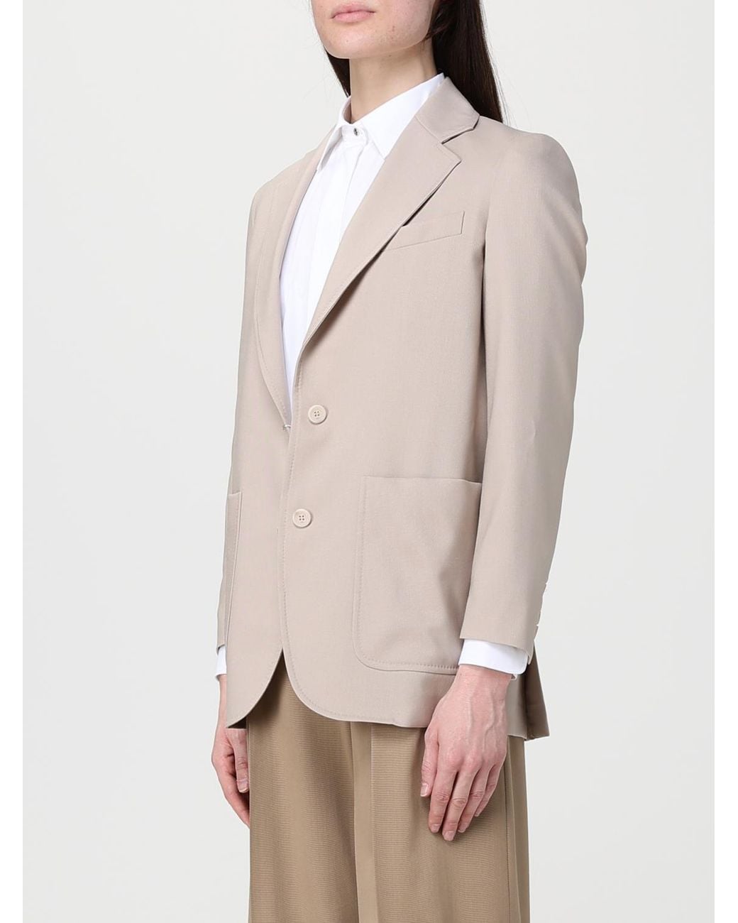 Max Mara Natural Single Breasted Wool And Silk Blazer