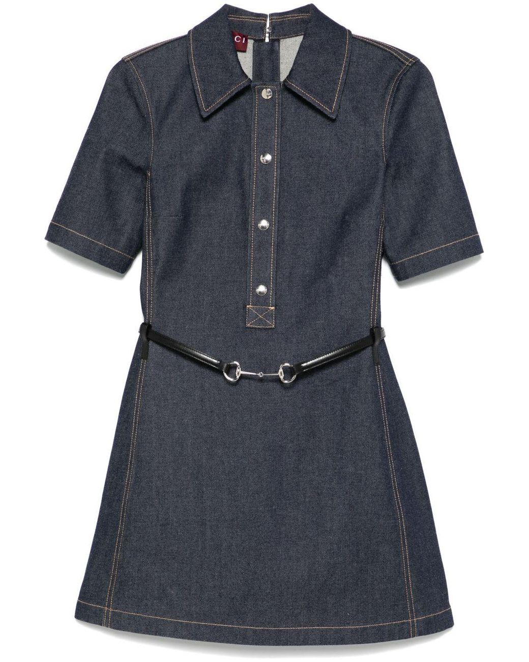 Gucci Denim Mini Dress With Horsebit in Blue