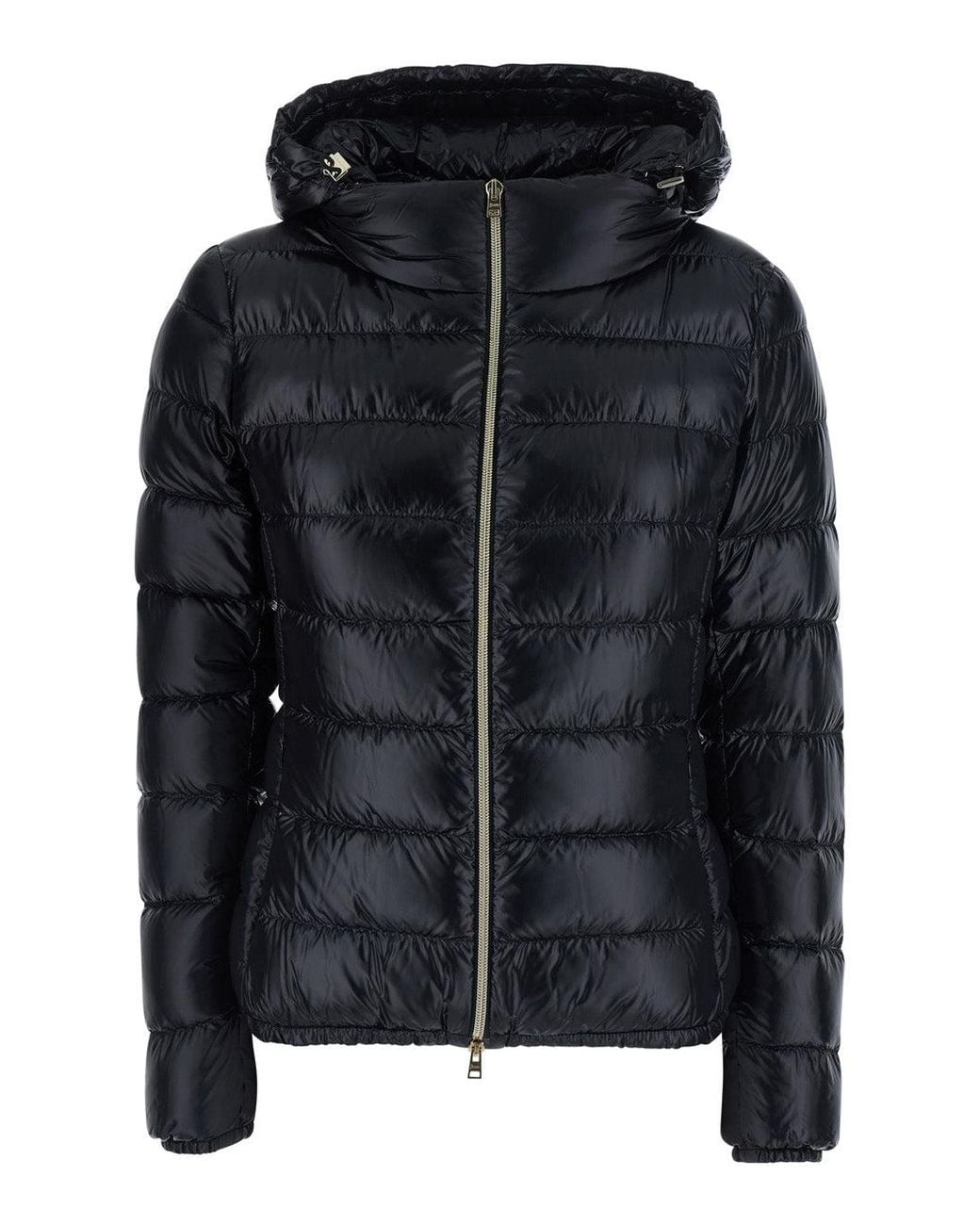 Herno Black Hooded Short Puffer Jacket Polyamide