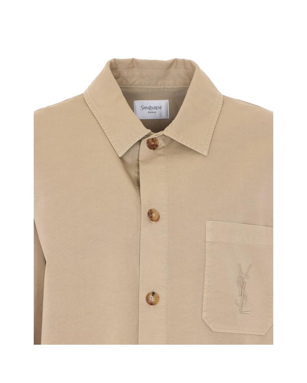 Saint Laurent Natural Cassandre Monogram Logo Overshirt for men