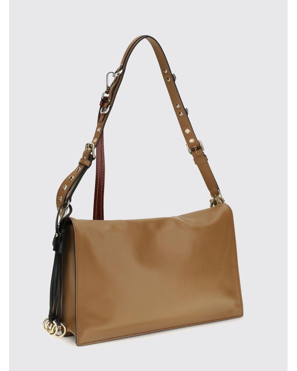 Prada Brown Large Soft Sound Calf Leather Shoulder Bag