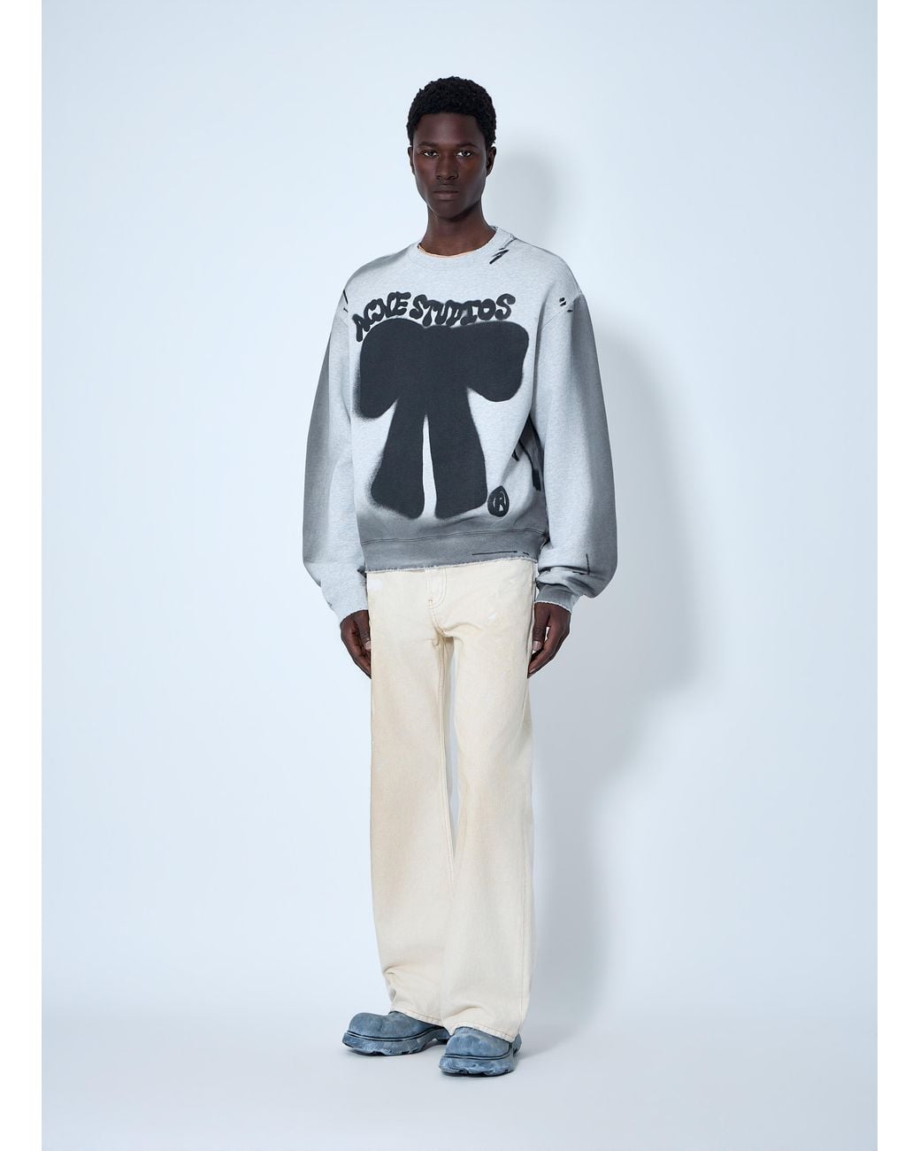Acne Blue Sprayed Logo Sweatshirt for men