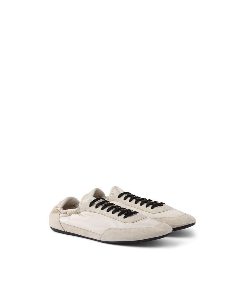 Prada White Collapse Re-Nylon And Suede Elasticized Sneakers for men