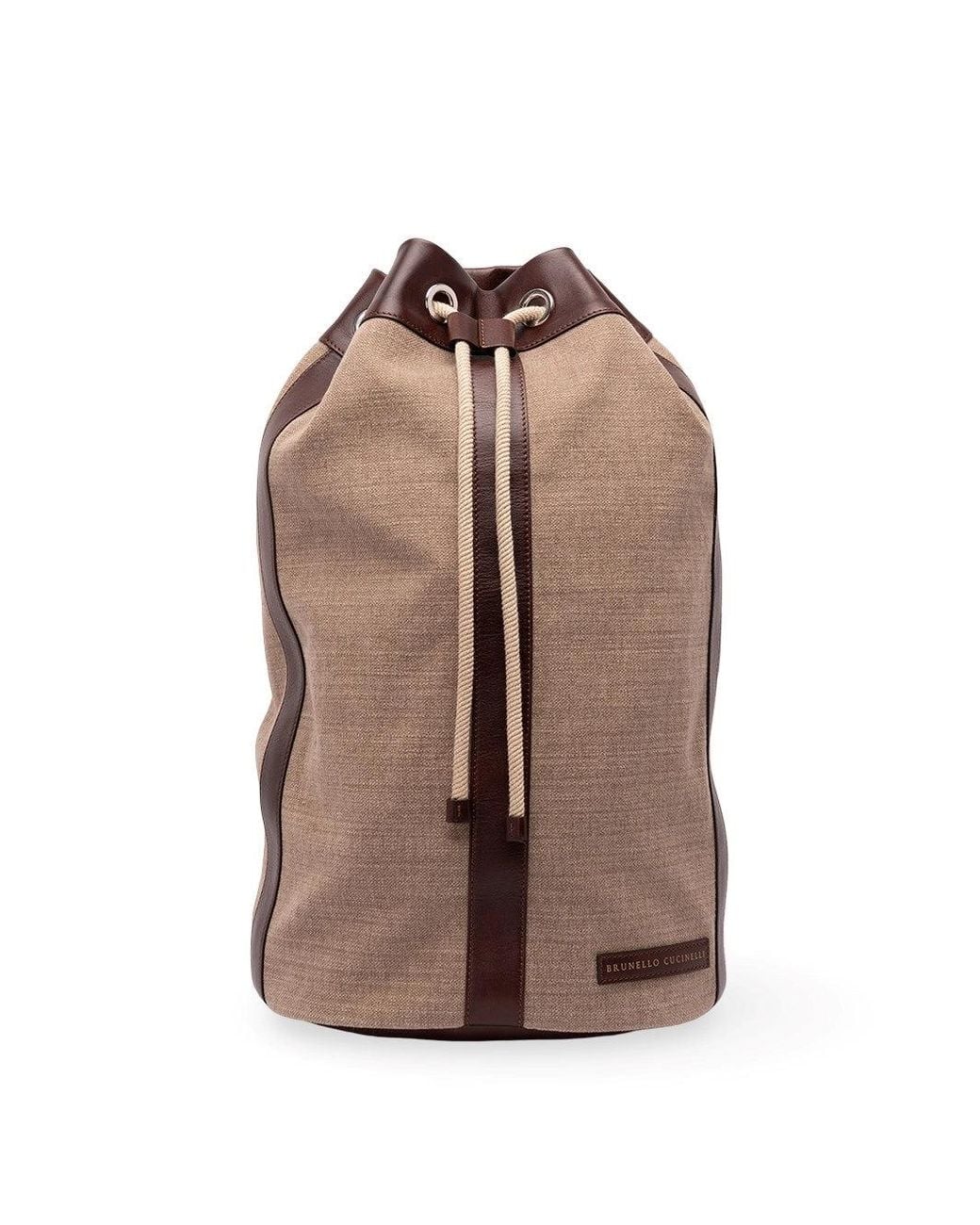 Brunello Cucinelli Brown Drawstring Backpack for men