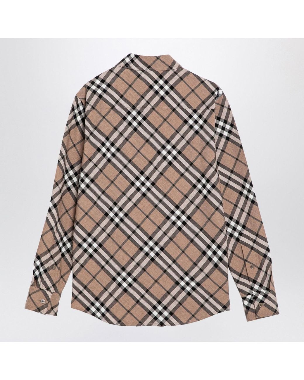 Burberry Gray Check Pattern Wool Shirt