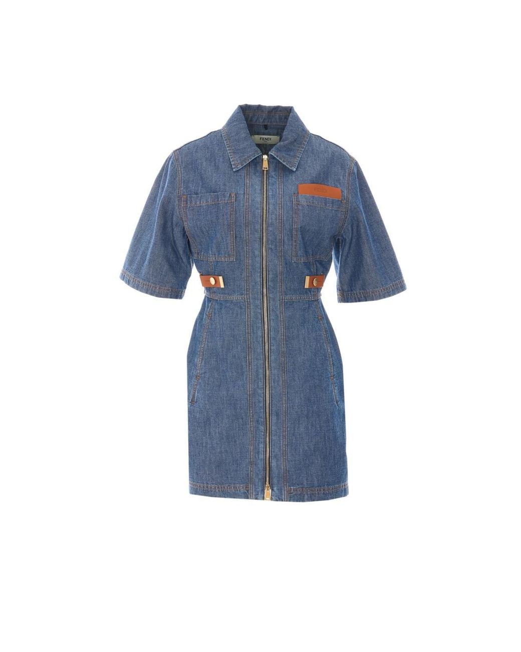 Fendi Blue Denim Dress With Maxi Patch