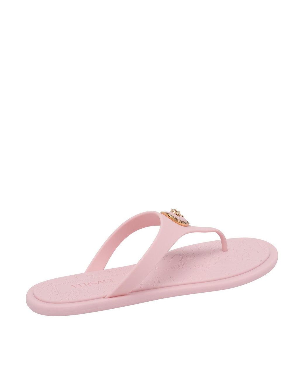 Versace Pink Alia Rubber Flat Thong Sandals