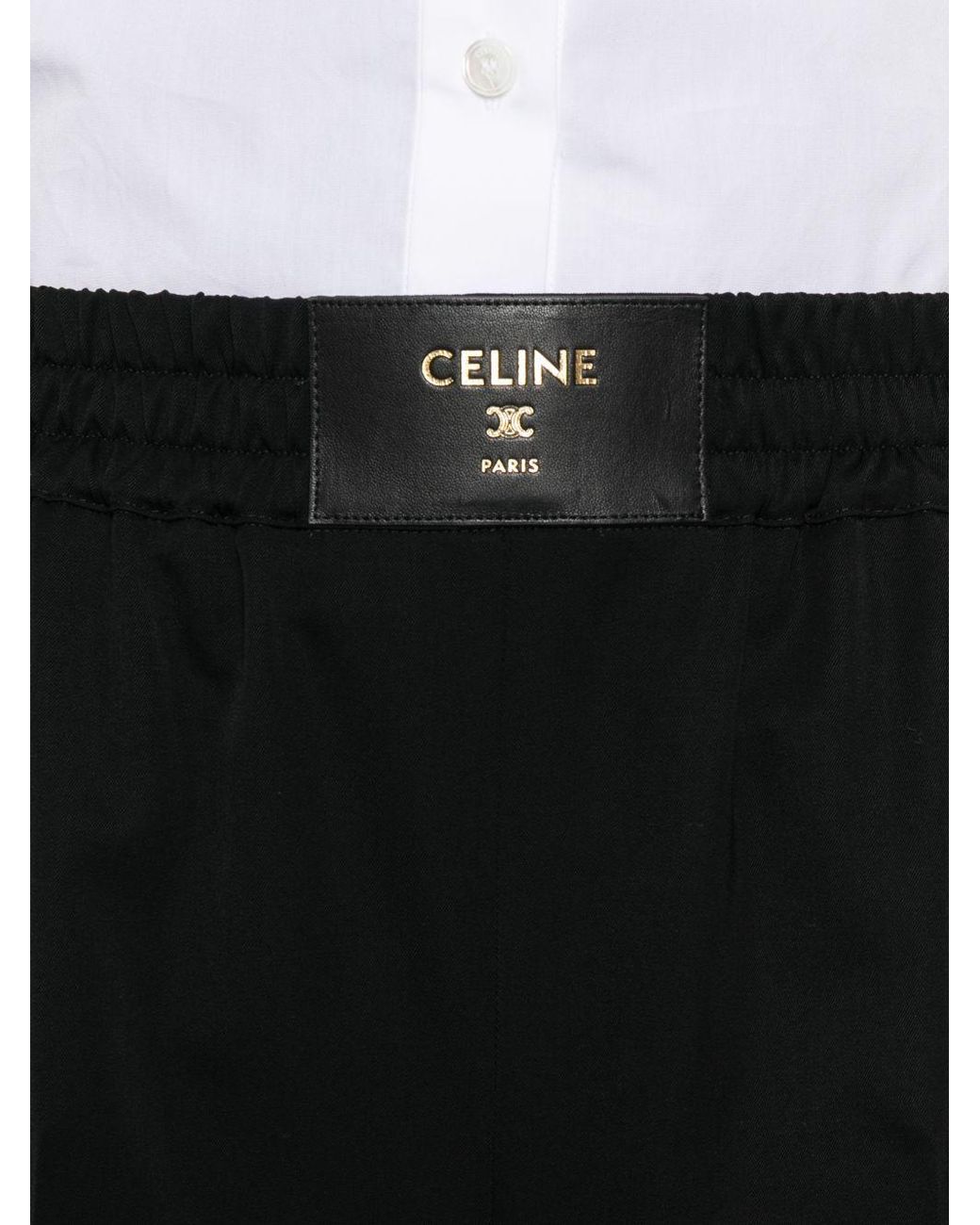 Céline Black Logo Wool Shorts