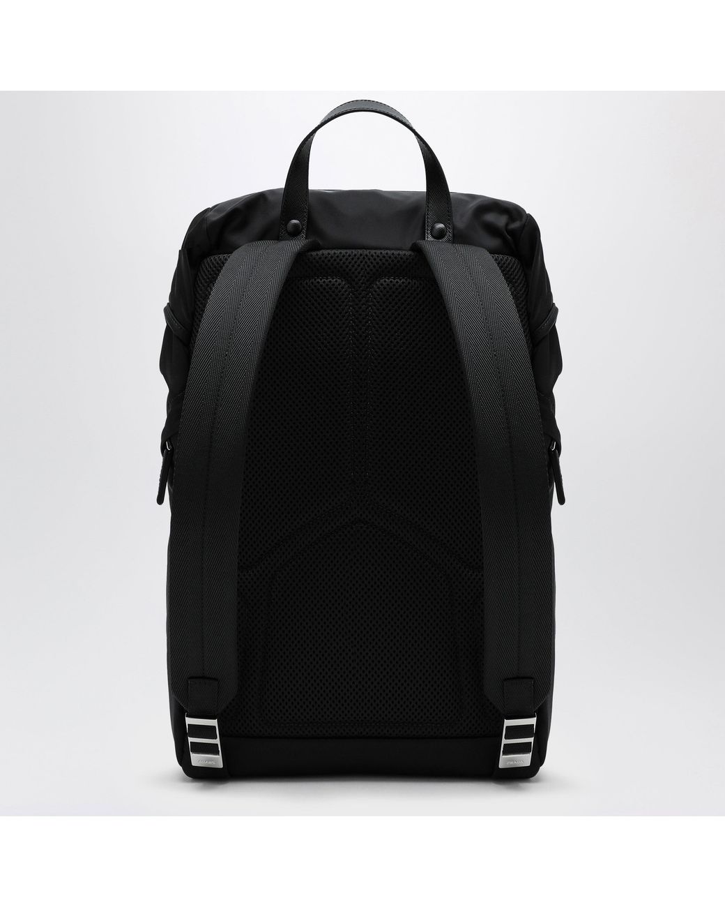 Prada Black Re-Nylon Mini Backpack With Snap Closure for men