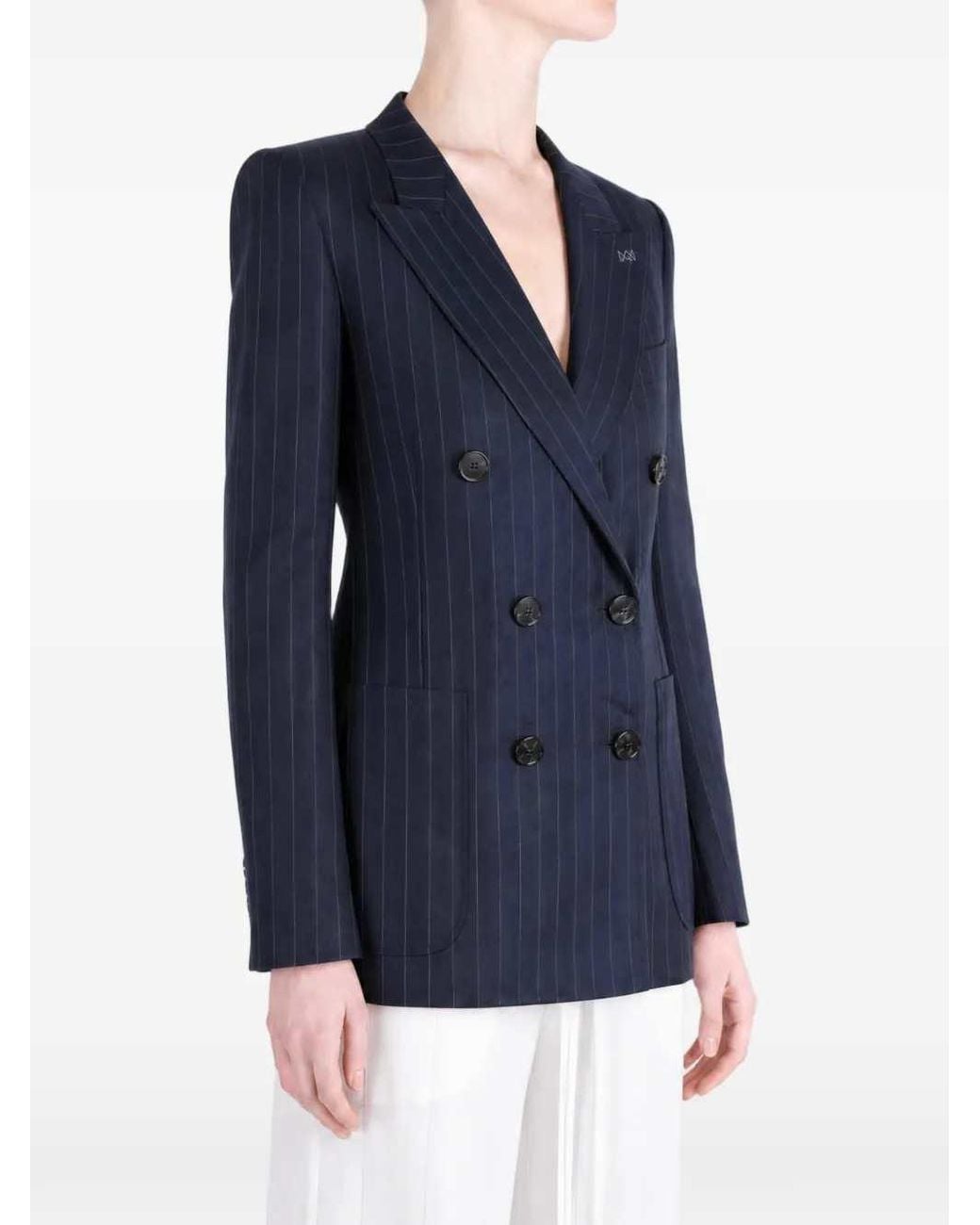 Givenchy Blue Striped Wool Double-Breasted Jacket