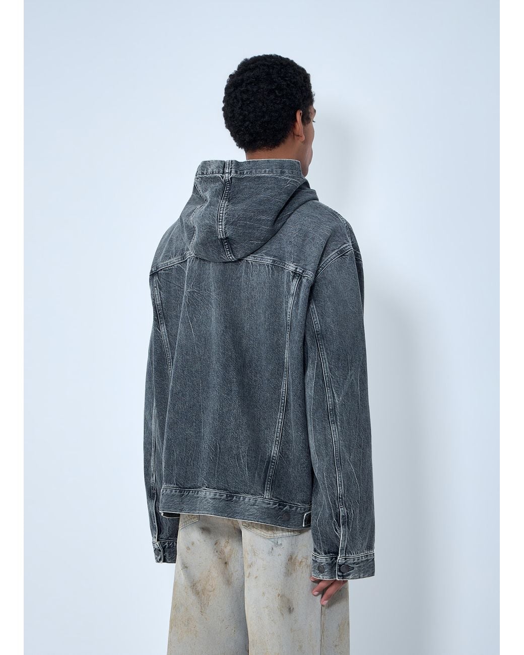 Acne Blue Hooded Denim Jacket for men