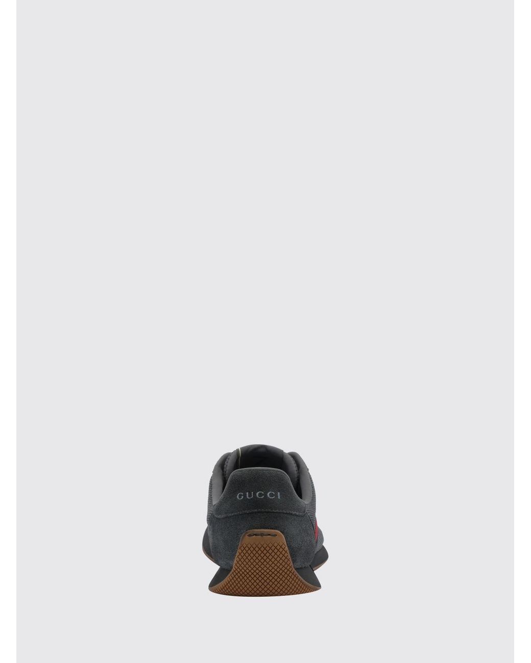 Gucci White Tempo Distressed Leather And Mesh Low-Top Sneakers With Web Stripe for men
