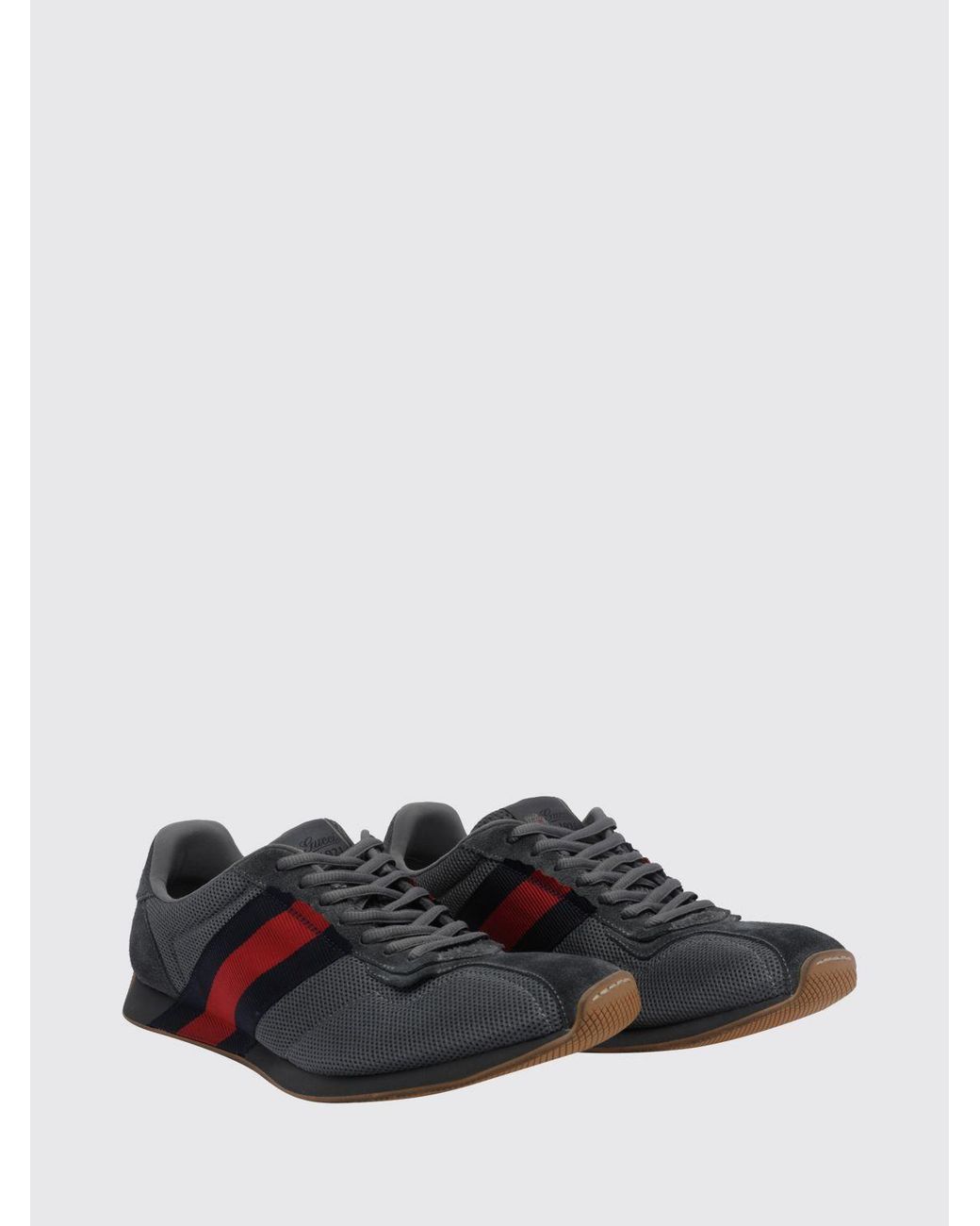 Gucci White Tempo Distressed Leather And Mesh Low-Top Sneakers With Web Stripe for men