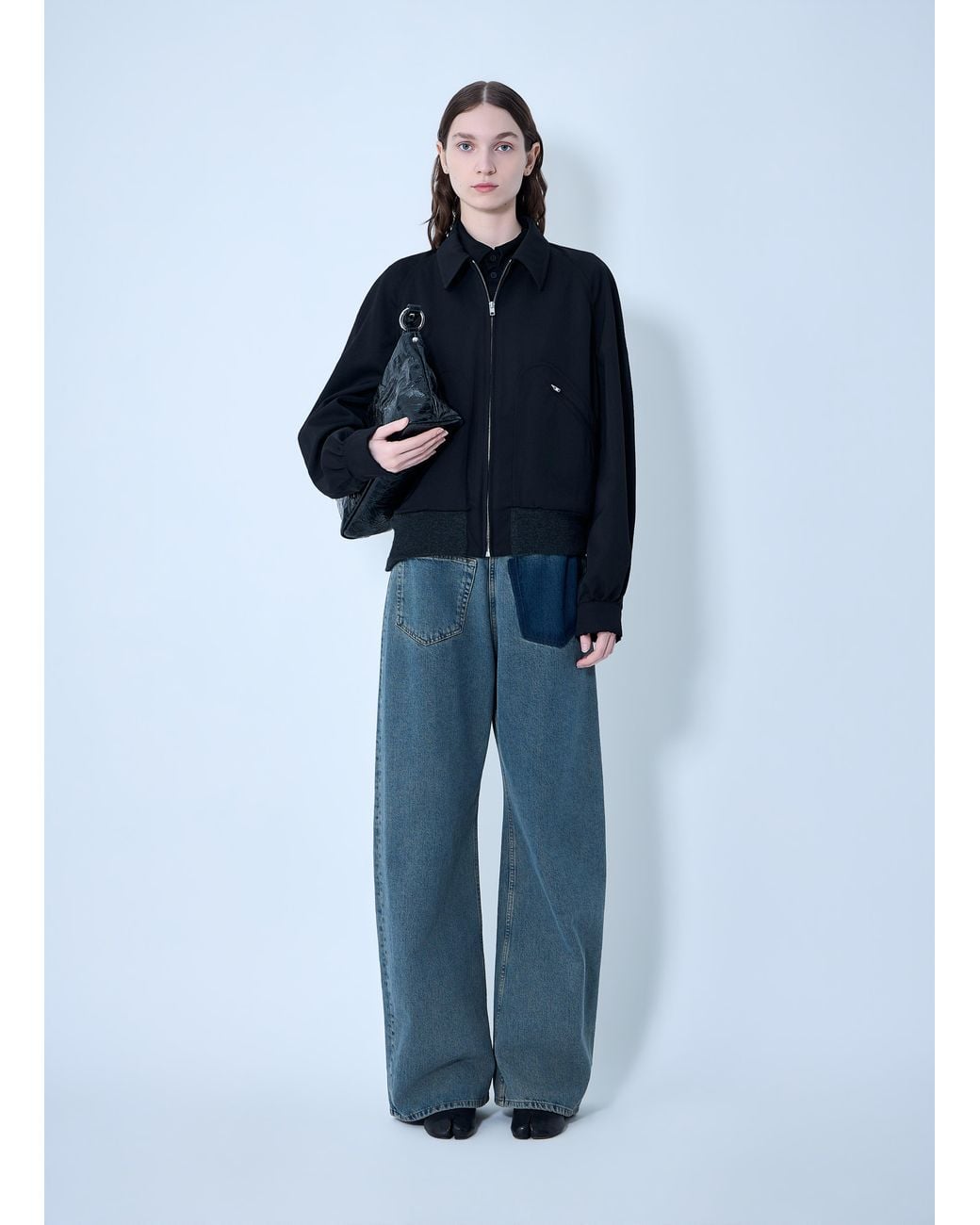 Maison Margiela Blue Zip-Front Wool-Blend Jacket