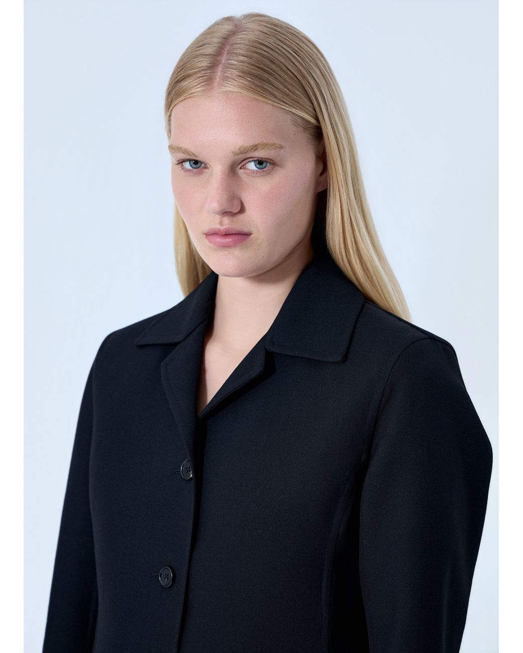 Jil Sander Blue Single-Breasted Wool Coat