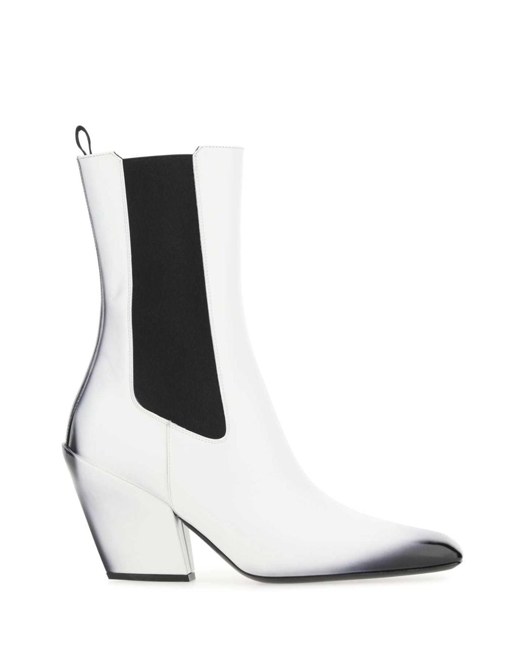 Prada White Leather Ankle Boots