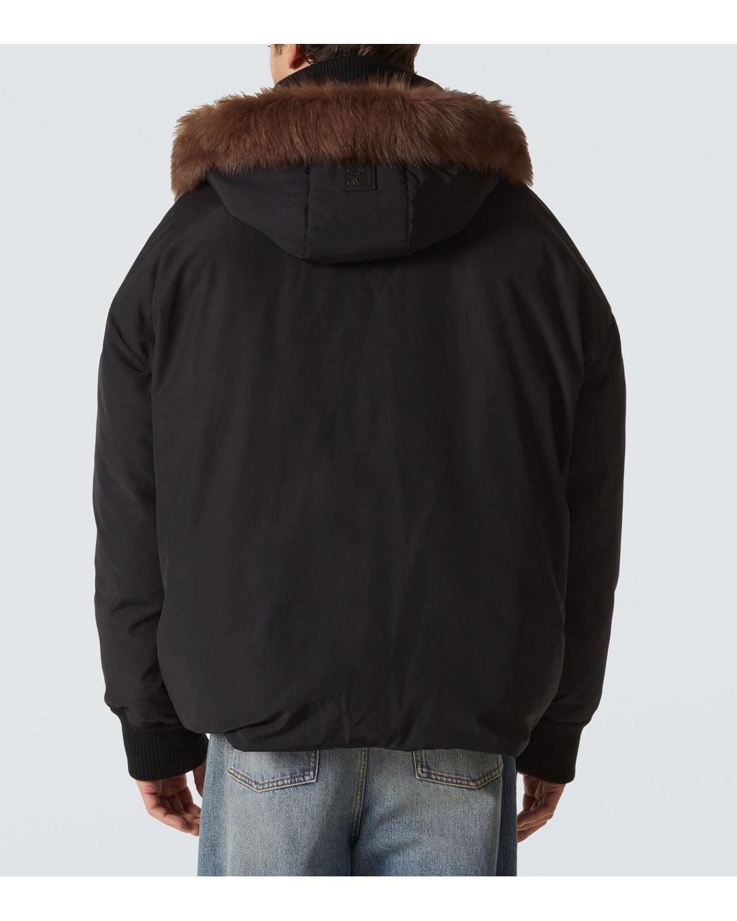 Loewe Black Shearling-Trimmed Cotton-Blend Jacket for men