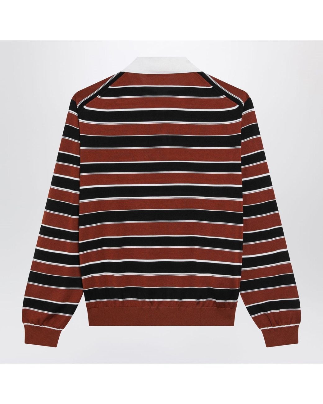 Prada Red Rust/ Striped Silk Polo
