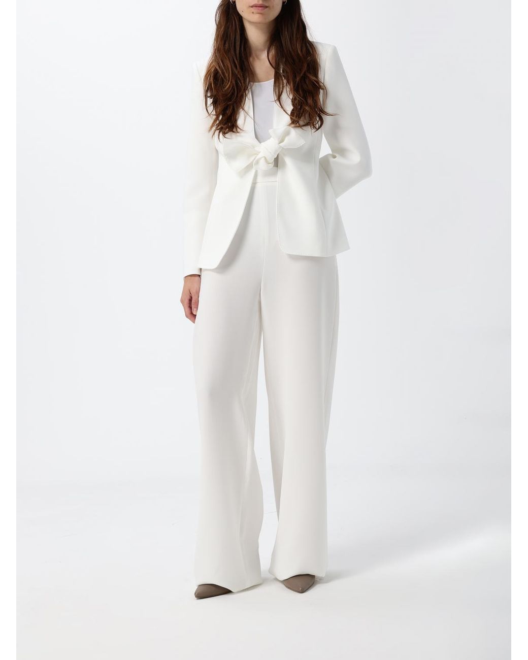 Max Mara White Slim Fit Short Cady Blazer With Tie Fastening