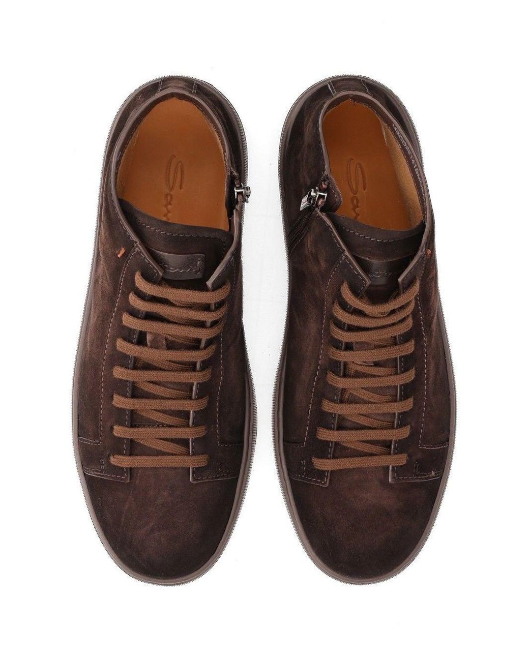 Santoni Brown Sneaker Boot With Side Zip for men